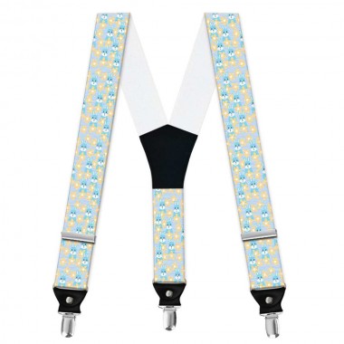 Bretele barbati personalizate, model iepuras de Paste, fundal floral